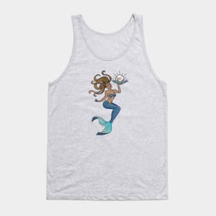 Vintage Mermaid Tattoo Blue Theme Tank Top